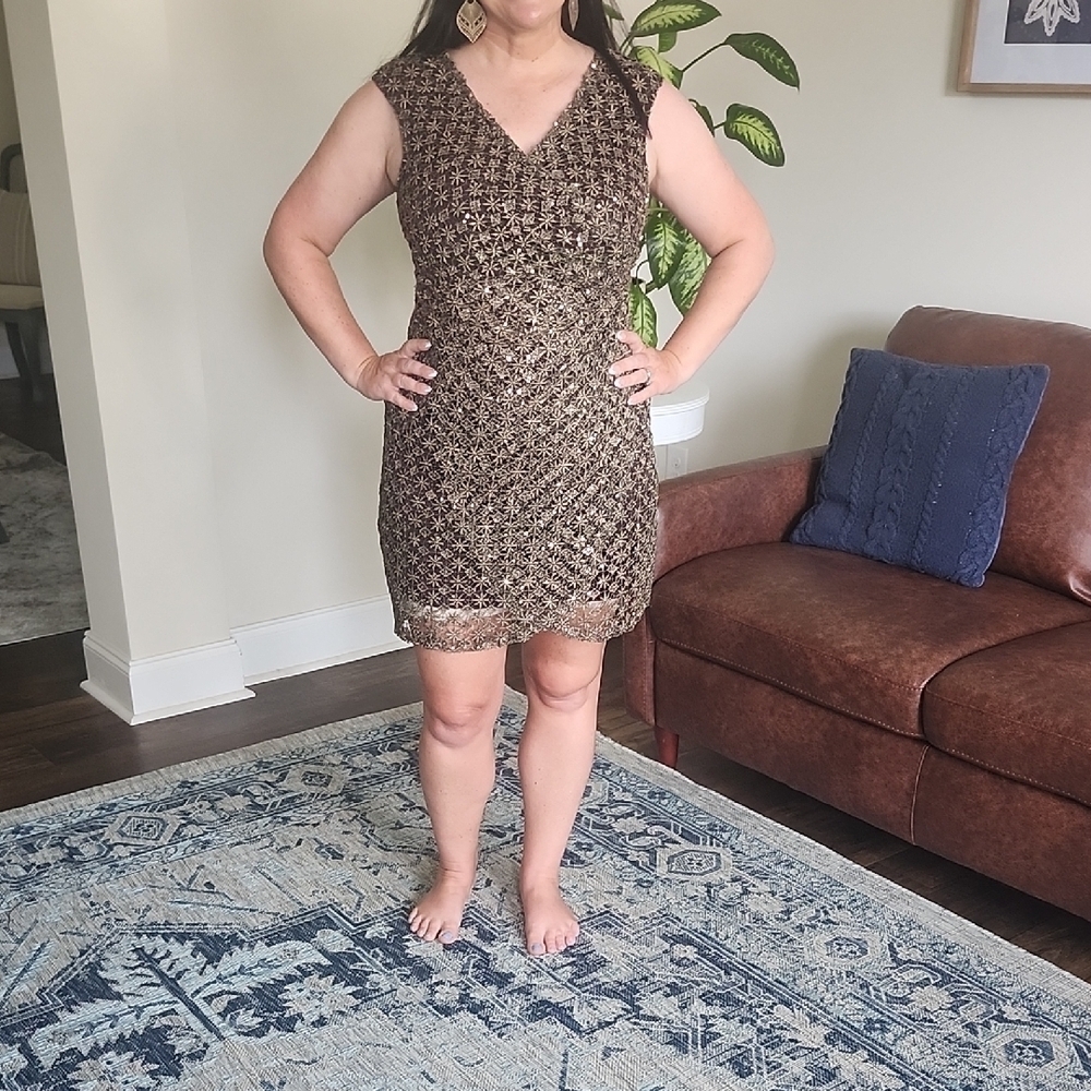NWT Muse Elegant Copper Metallic Women's Formal MiniDress Size 12